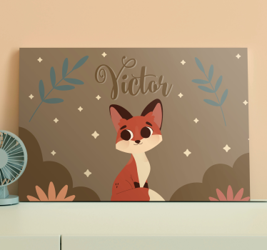 Cuadro para bebés Lindo zorro para niño con nombre - TenVinilo