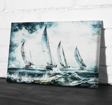 Cuadro comedor pintura veleros en el mar - TenVinilo