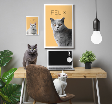 Cuadro despacho retrato minimalista de mascotas al aguaplano - TenVinilo