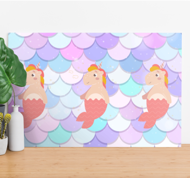 Cuadro para niños Sirenas de unicornio con escamas de pescado - TenVinilo