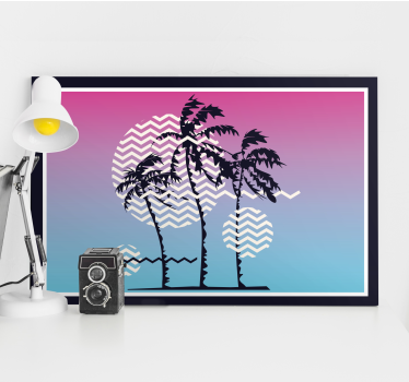 Cuadro retro vintage Palmeras al atardecer retro - TenVinilo