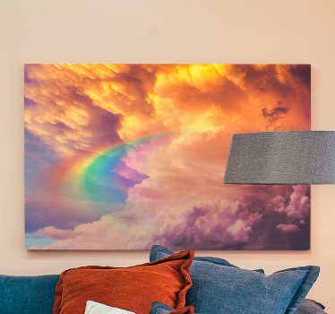 Cuadro salón Fondo de nebulosidad con cuadro arcoiris. - TenVinilo