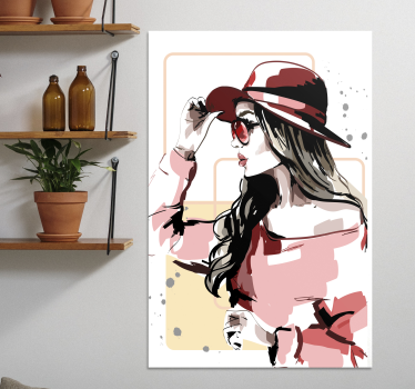 Cuadro salón Mujer elegante con sombrero cuadro - TenVinilo