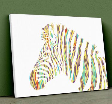 Cuadro de animales cebra vintage colorida - TenVinilo