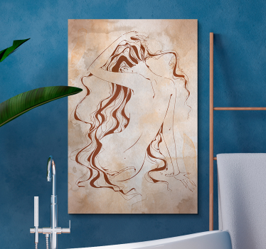 Cuadro para el baño mujer cabello largo - TenVinilo
