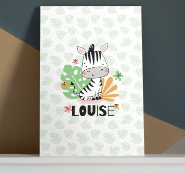 Cuadro para bebés ilustración de cebra personalizada - TenVinilo