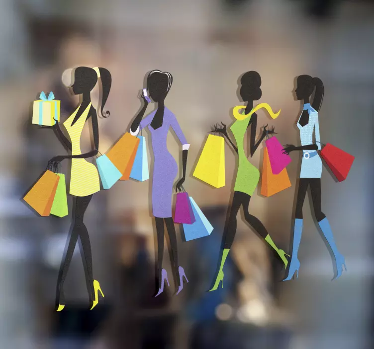 Vinilo decorativo compradoras en fila - TenVinilo