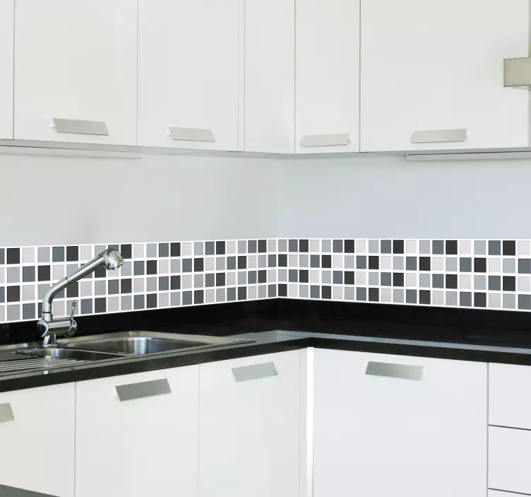 Cenefa adhesiva azulejos tonos grises - TenVinilo