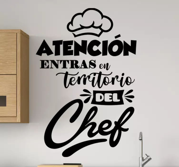 Vnilo pared cocina puerta territorio chef - TenVinilo