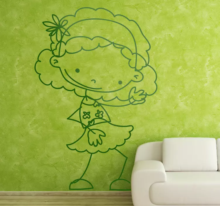 Vinilo infantil para pared niña de dibujos animados - TenVinilo