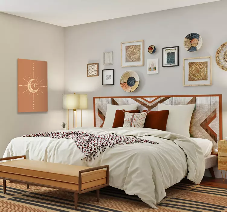 Vinilo cabecero diseño con patrones geométricos - TenVinilo