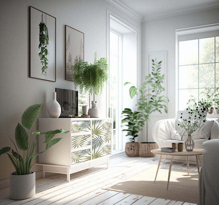 Vinilo para mueble hojas de palma - TenVinilo