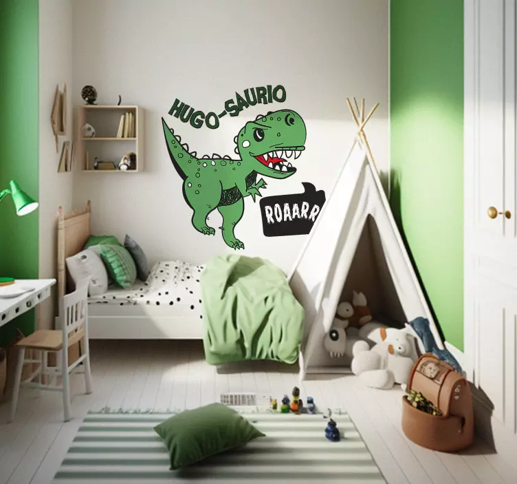 Vinilo pared dinosaurio con nombre saurus - TenVinilo