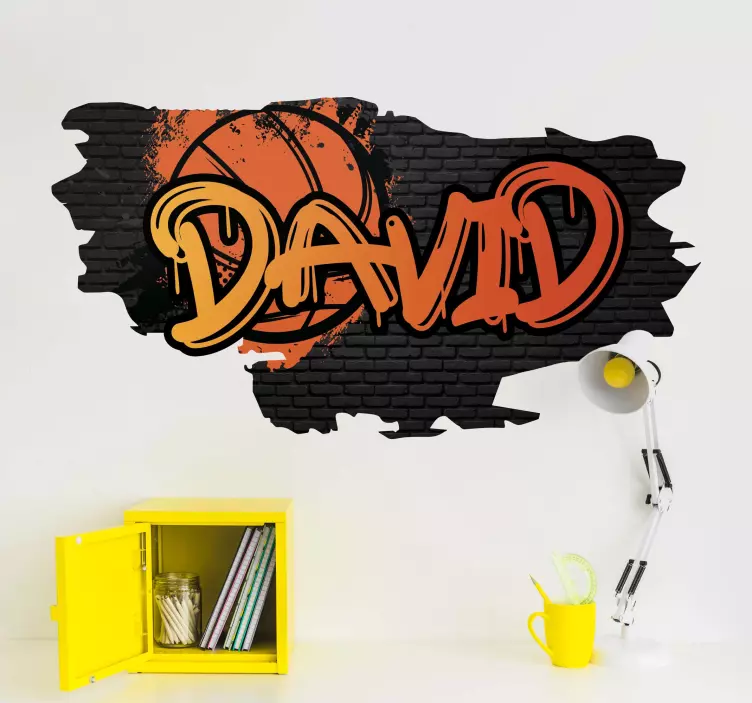 Vinilo infantil para pared estilo graffiti baloncesto - TenVinilo