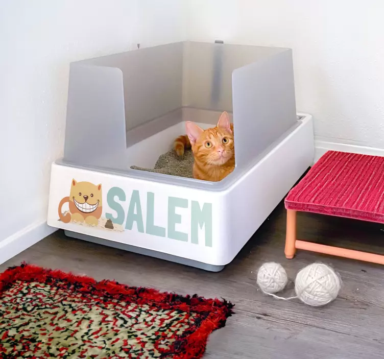 Vinilo gato caja de arena para gatos - TenVinilo