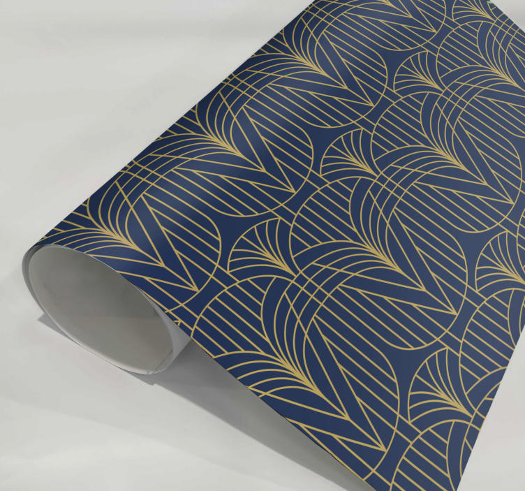 Vinilo estampado decorativo patrón de Art Deco con detalles dorad - TenVinilo