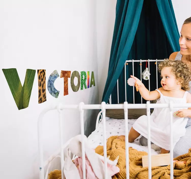 Vinilo decorativo personalizable letras de textura de la selva - TenVinilo