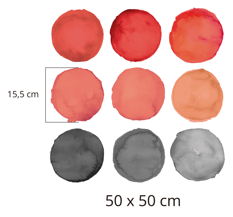 Vinilo pared círculos grises y coral pantone - TenVinilo