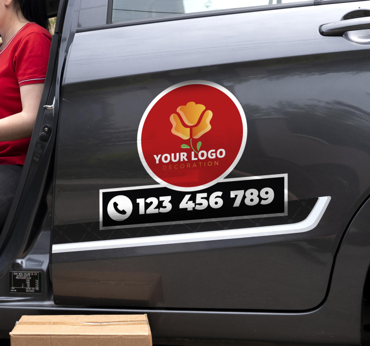 Calca para auto logotipo y número de teléfono personalizados - TenVinilo