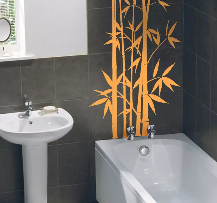 Adhesivo decoración baño planta bambú - TenVinilo