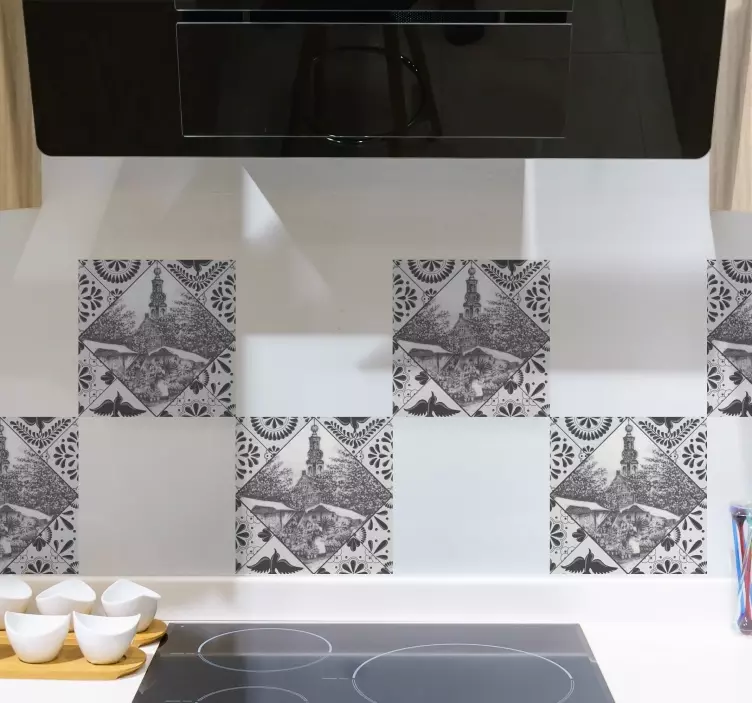 Azulejo adhesivo patrón decorativo vintage - TenVinilo