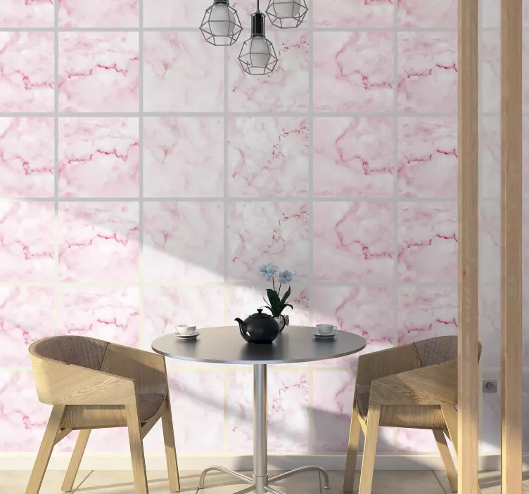 Azulejos adhesivos baldosas mármol rosa - TenVinilo
