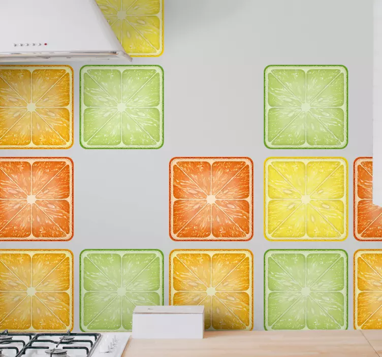 Azulejos adhesivo Cítricos coloridos - TenVinilo