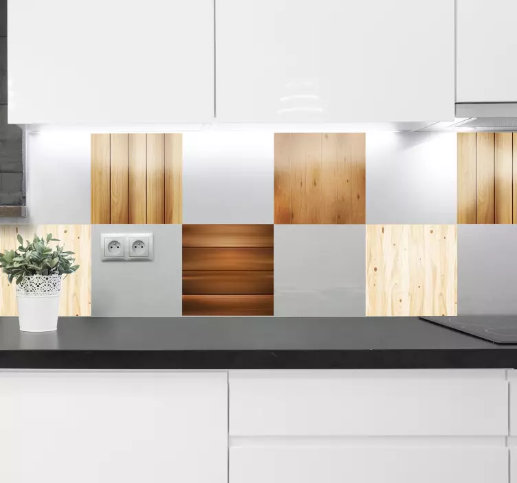 Vinilo para cocina baldosas de madera - TenVinilo