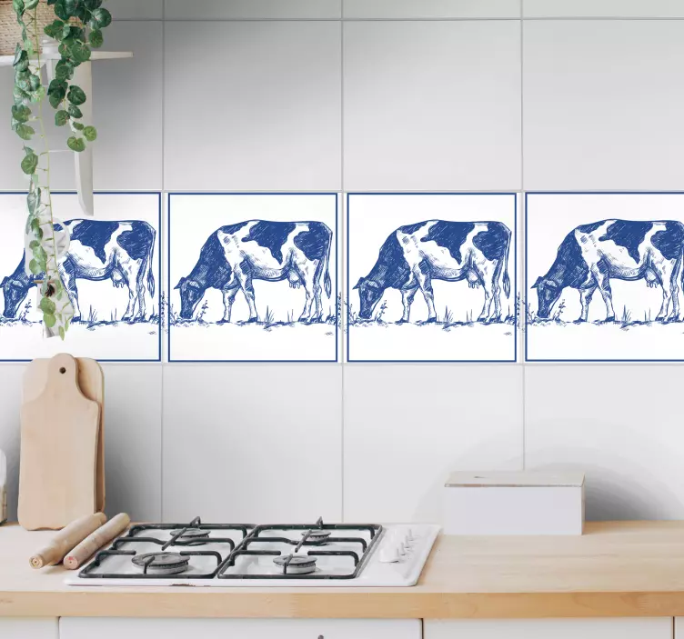 Azulejos adhesivos vacas azules delfts - TenVinilo