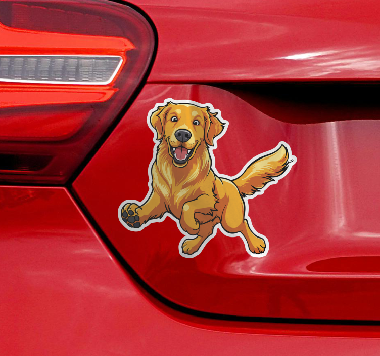 Calca para auto golden retriever juguetón - TenVinilo