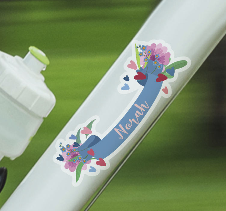 Calca para bicicleta banner floral personalizado - TenVinilo