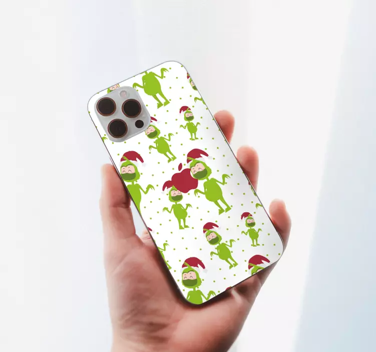 Calcomanía iPhone alegres personajes verdes - TenVinilo