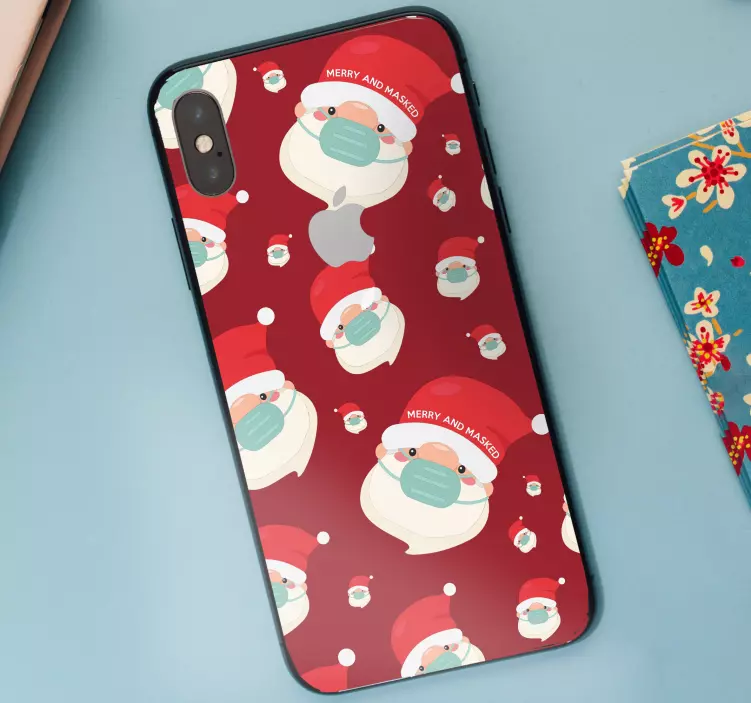 Calcomanía iPhone caras alegres de santa - TenVinilo