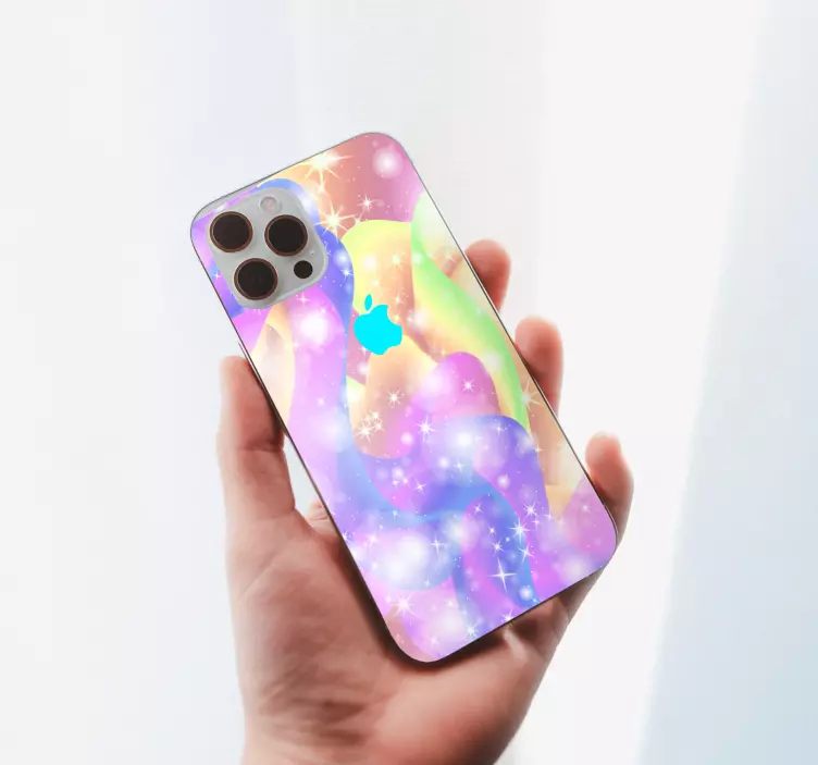 Calcomanía iPhone ondas de colores brillantes - TenVinilo