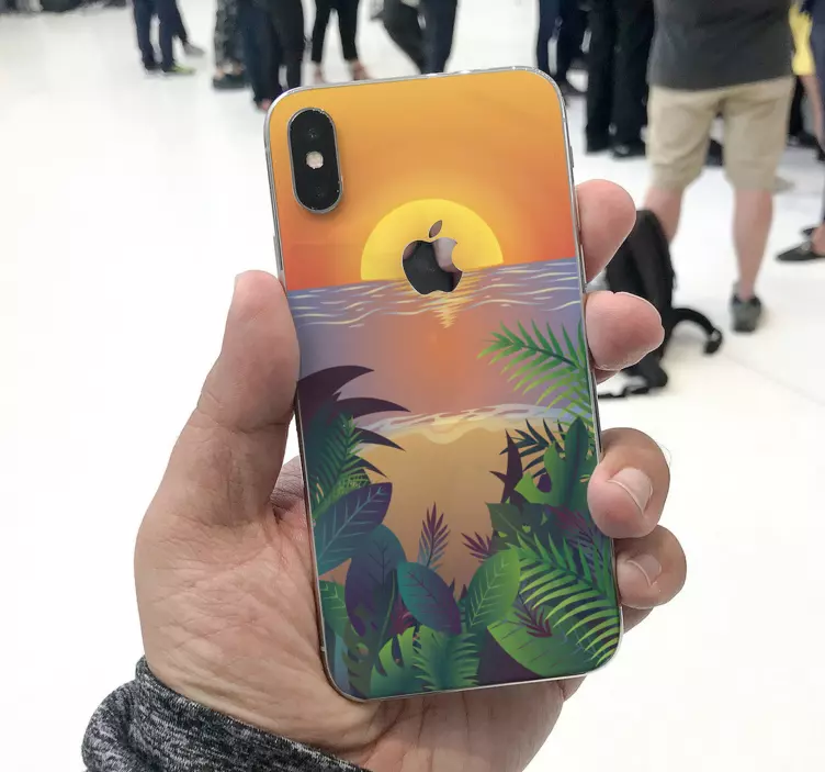 Calcomanía iPhone puesta de sol con palmeras - TenVinilo