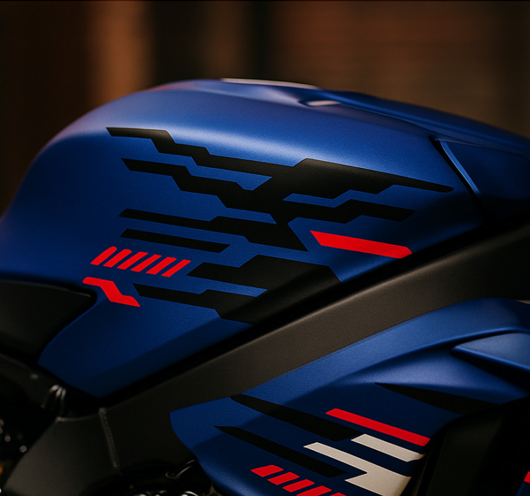 Calcomanía para moto diseño futurista negro-rojo - TenVinilo