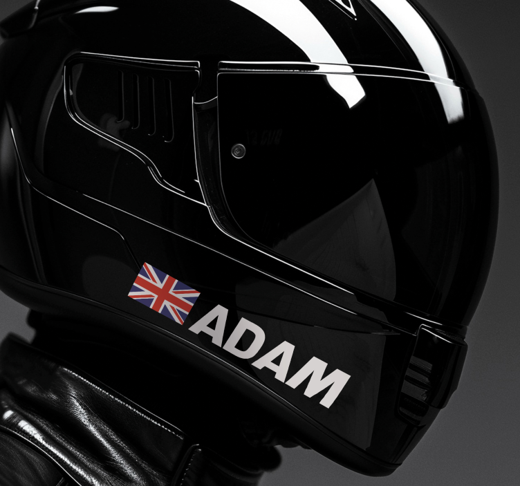 Calcomanía para moto nombre con diseño de bandera - TenVinilo