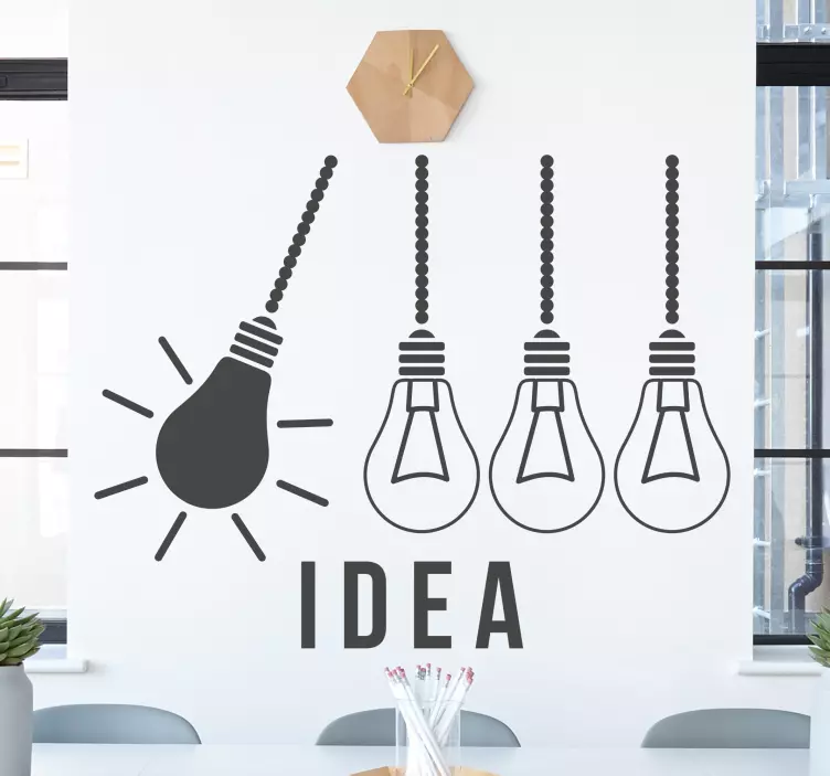 Vinilo frase bombilla de idea - TenVinilo