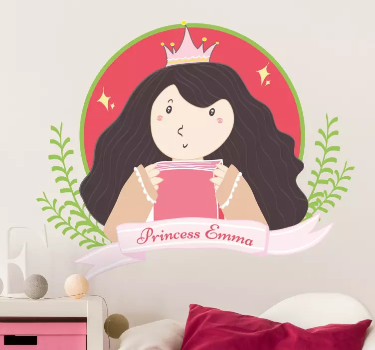 Vinilo infantil emblema de princesa personalizado - TenVinilo
