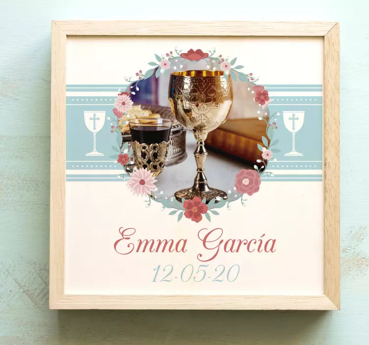 Mural invitación comunión con nombre y foto - TenVinilo