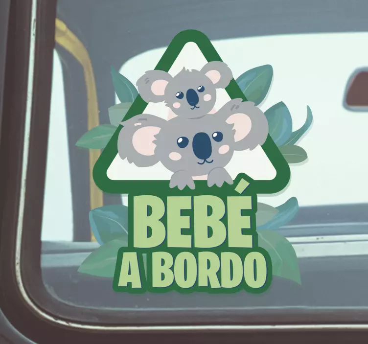 Pegatina bebé a bordo Eucalipto y koala - TenVinilo