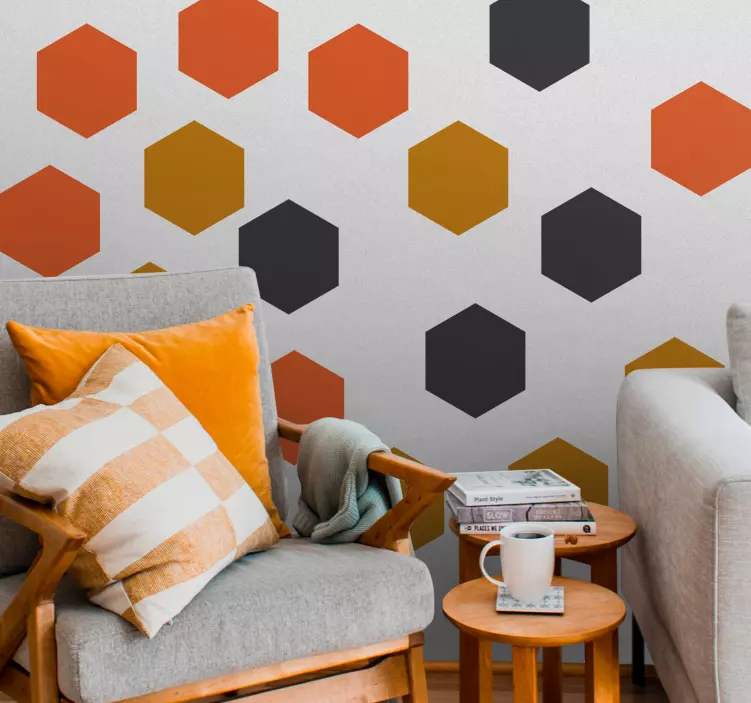 Vinilo formas Patrón de hexágonos de colores - TenVinilo