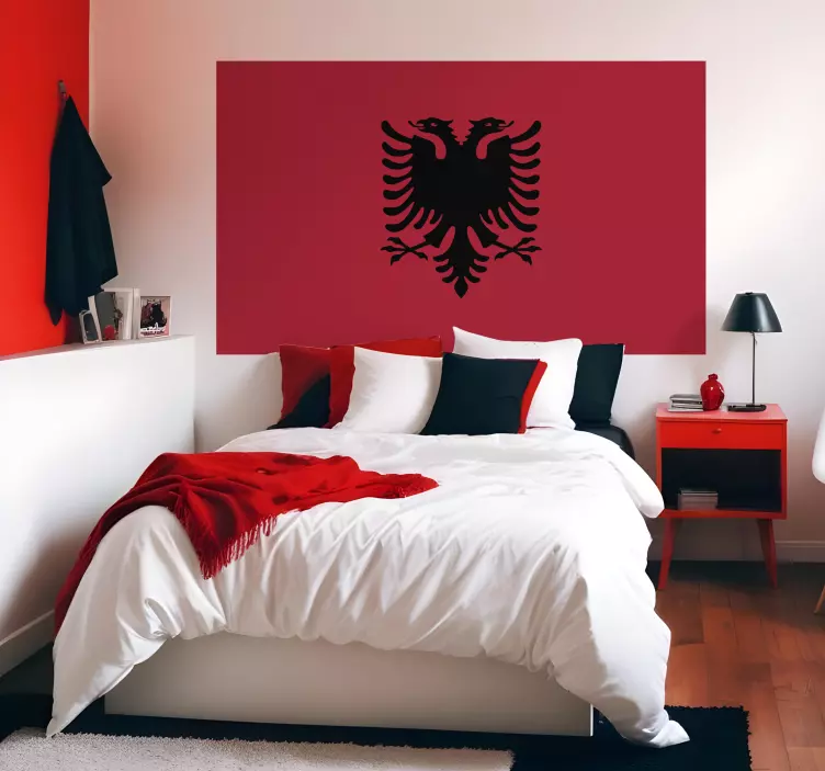 Pegatina bandera emblema de albania - TenVinilo