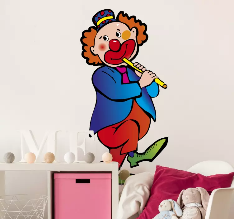 Pegatina infantil payaso flautista - TenVinilo