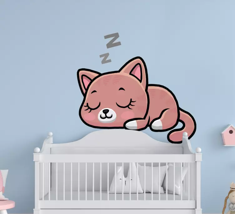 Vinilo Lindo gato durmiendo dibujos animados - TenVinilo