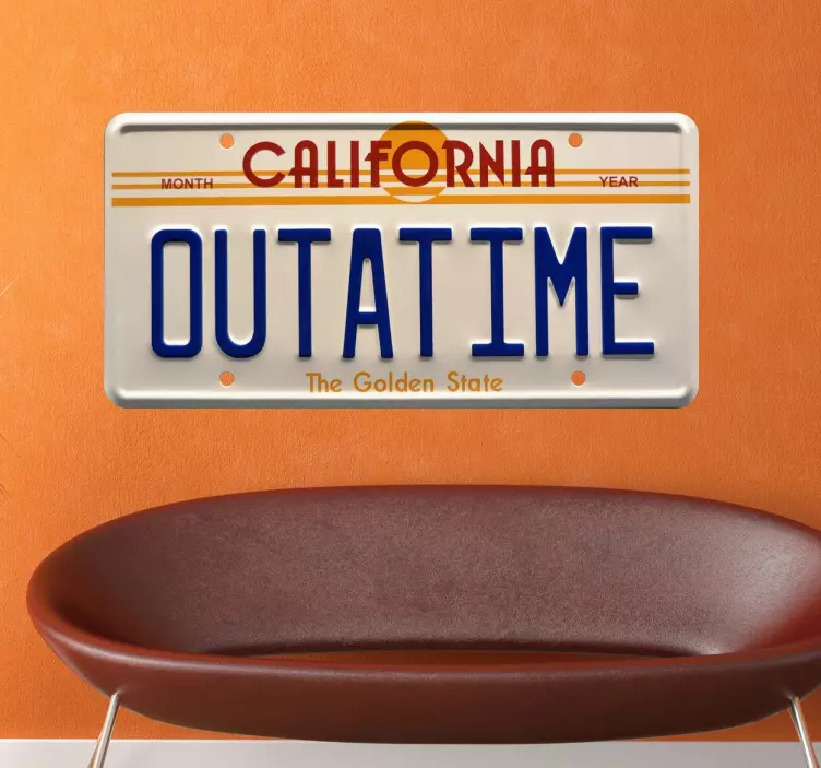Pegatina matrícula Delorean outatime - TenVinilo
