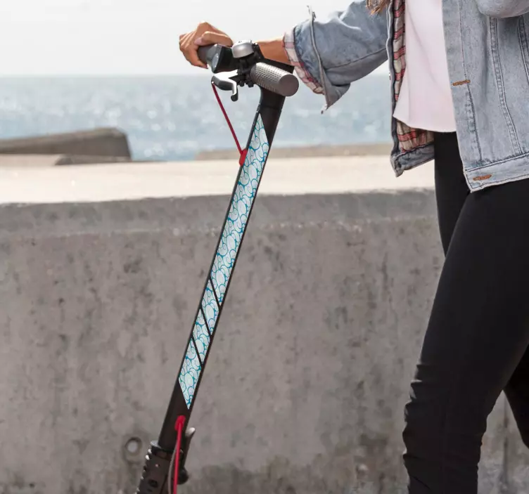 Adhesivo monopatín patinete patrón olas - TenVinilo