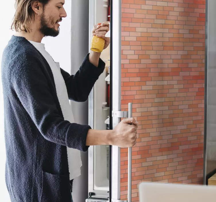 Vinilo para heladera patrón de textura de ladrillo rojo - TenVinilo
