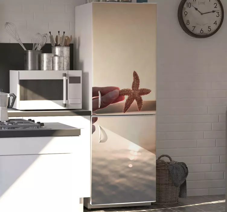 Vinilo para nevera ilusión de estrella de mar - TenVinilo