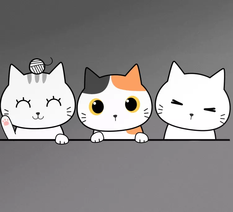 Vinilo para nevera Silueta de gatos escondidos - TenVinilo